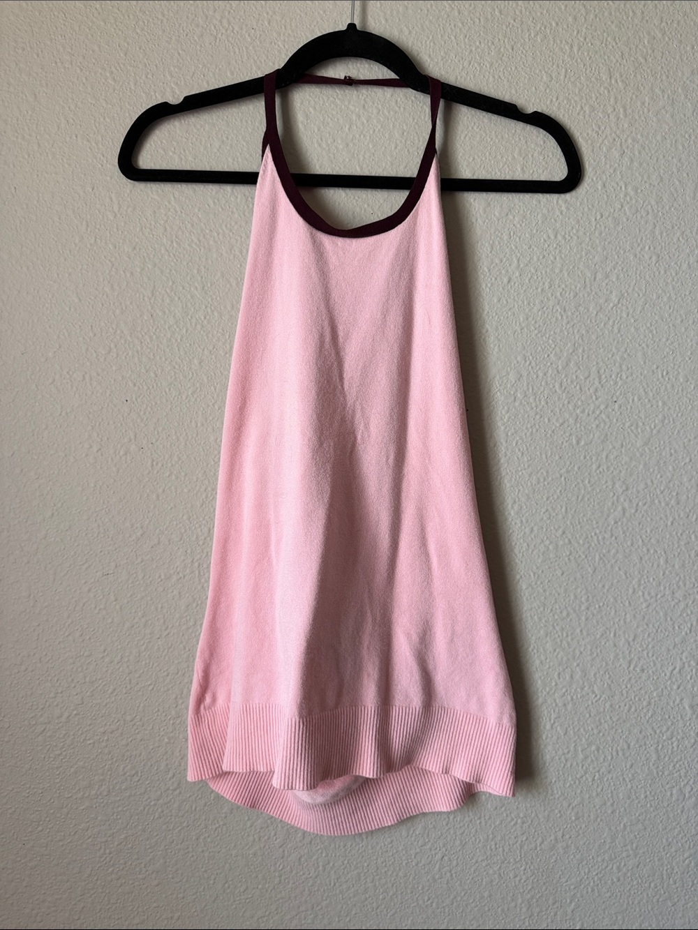 INC International Concepts Light Pink Halter Tank with Dark Trim
